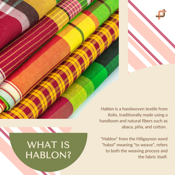 photo of colorful hablon handwoven textile traditionally made in Iloilo with a handloom using fibers such as abaca, piña, and cotton