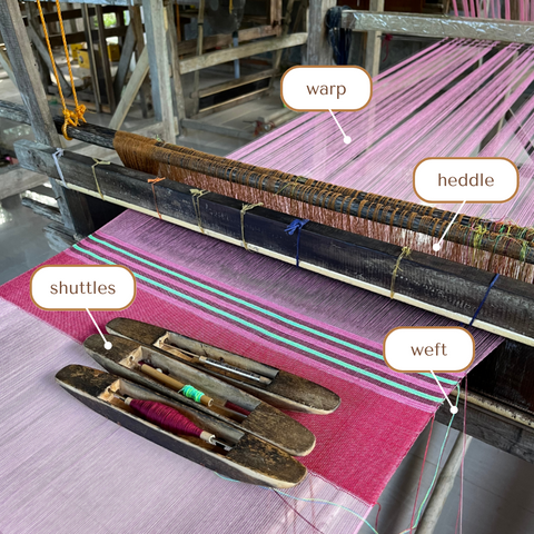 Parts of the handloom using in weaving hablon fabric