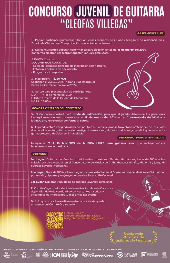 Convocatoria Concurso Juvenil de Guitarra de Chihuahua 2024