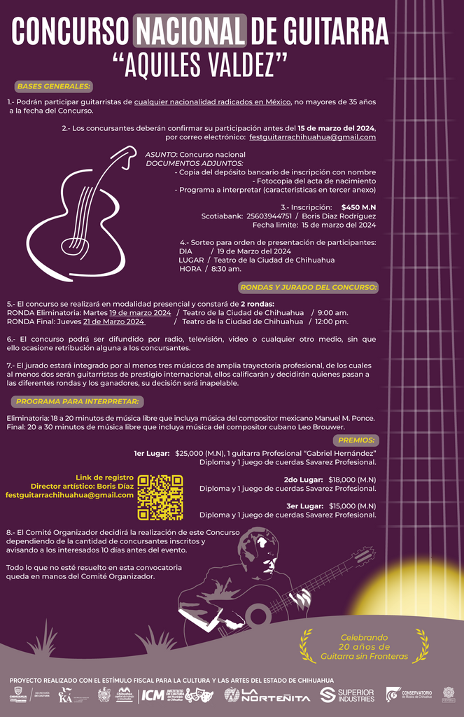 Convocatoria Concurso Nacional de Guitarra de Chihuahua 2024