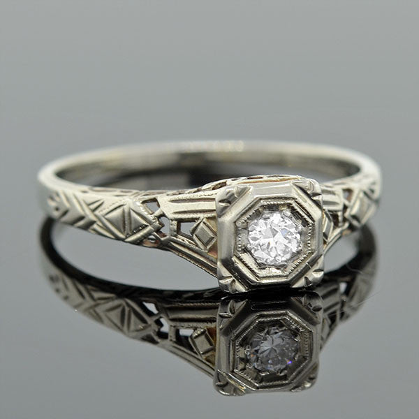 Art Deco 18kt Diamond Engagement Ring .12ct – A. Brandt + Son