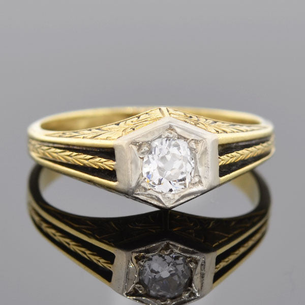 Edwardian 15kt Mixed Metals Diamond Engagement Ring 0.35ct – A. Brandt ...