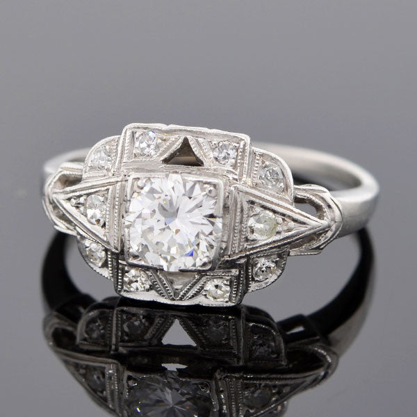 Art Deco Platinum & Diamond Engagement Ring 0.63ct – A. Brandt + Son