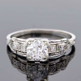 Late Art Deco Platinum Diamond Engagement Ring 0.81ct