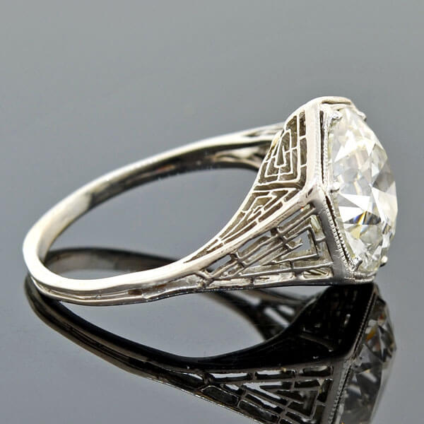 Art Deco Platinum Geometric Filigree Engagement Ring 4.27ct – A. Brandt ...