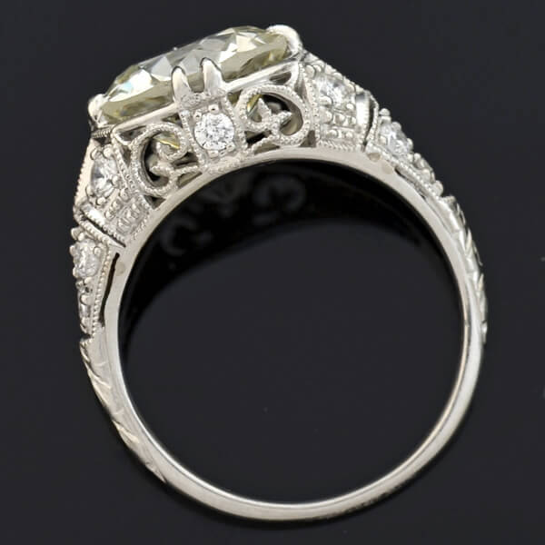 Art Deco Platinum Diamond Filigree Engagement Ring 3.90ct – A. Brandt + Son