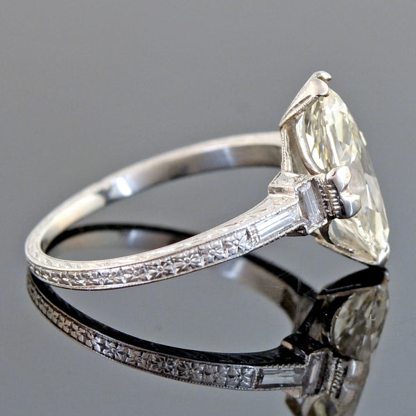 Art Deco Platinum Marquise Diamond Engagement Ring 1.55ct – A. Brandt + Son