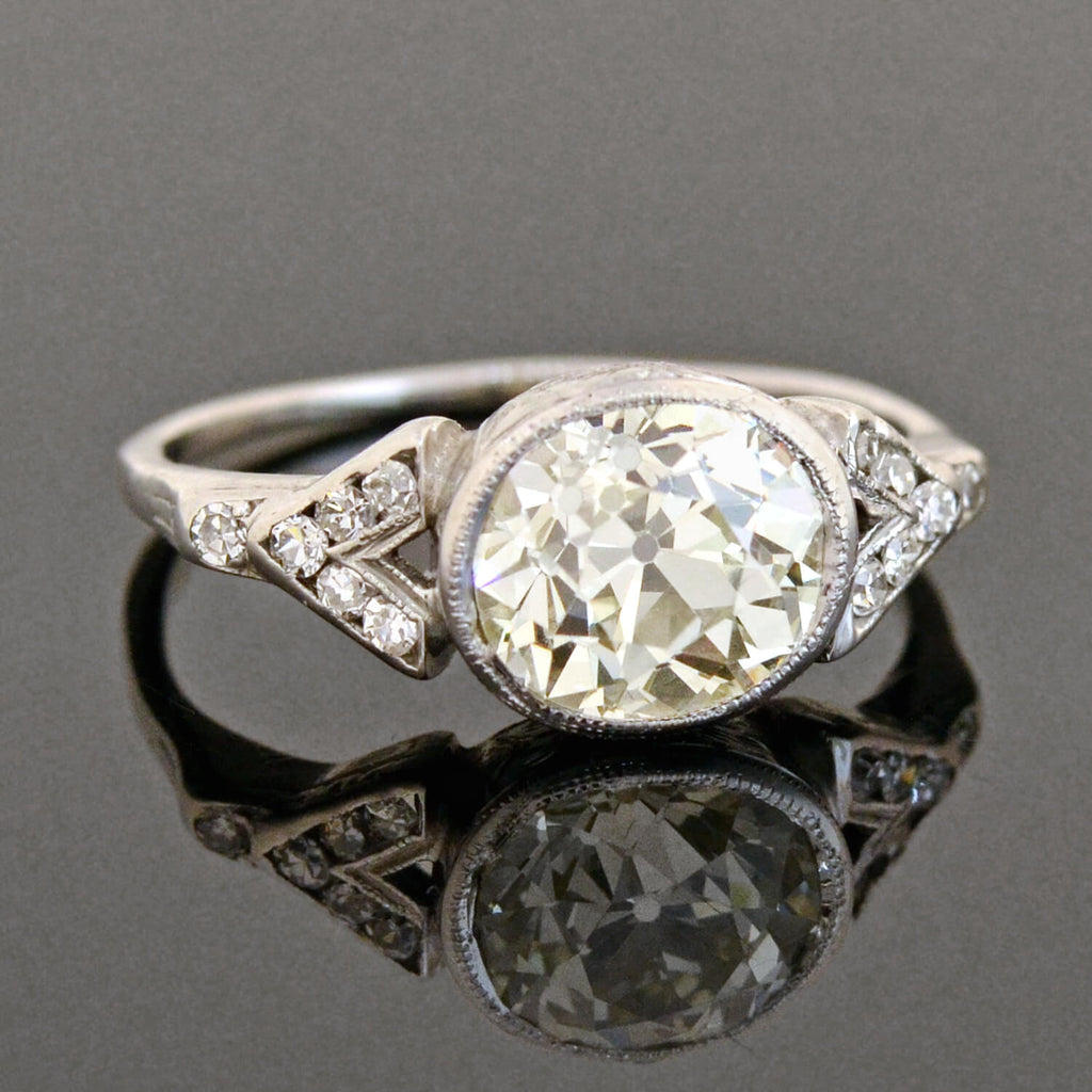 Art Deco Platinum Diamond Engagement Ring 2.17ct center – A. Brandt + Son
