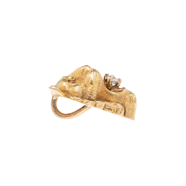 Antique Victorian Enamel, Diamond, and 14k Gold Tiger Locket Bracelet