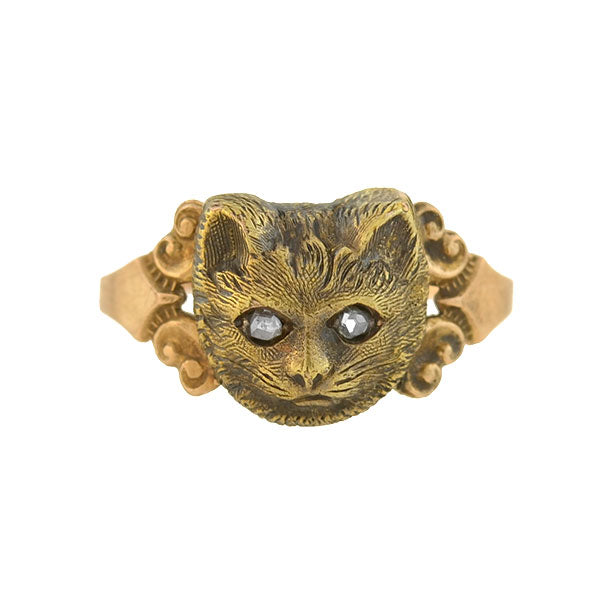 Victorian 12kt Gold Diamond Figural Cat Face Ring – A. Brandt + Son