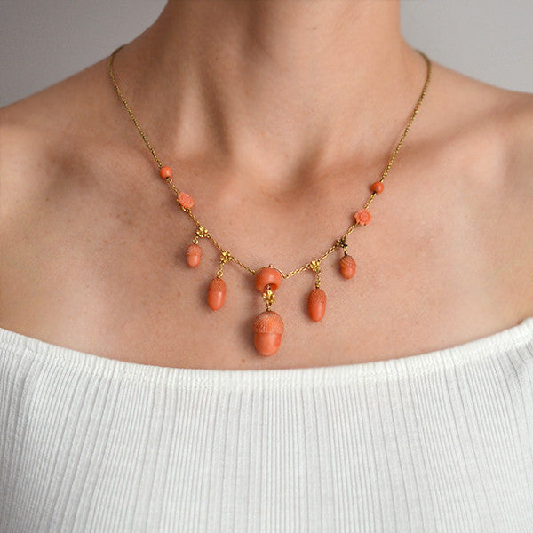 victorian coral necklace