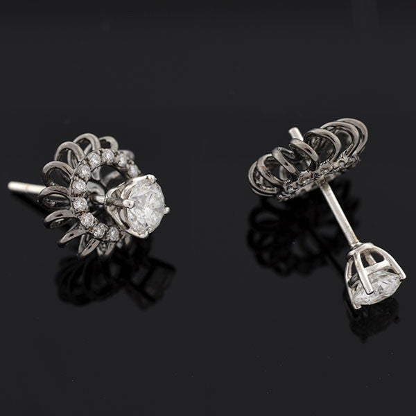 Estate 18kt Diamond Stud Earrings w/ Diamond Halo Jackets 1.15ctw – A