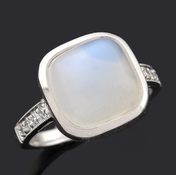 Art Deco 14k Moonstone & Diamond Ring – A. Brandt + Son