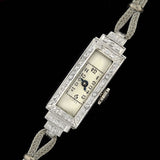 Art Deco Platinum/Rolled Gold Plate & Diamond Step Watch