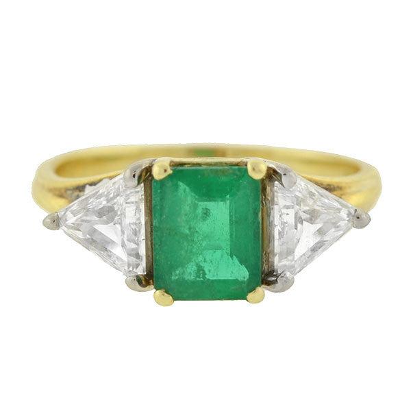 Vintage 18kt Emerald & Trillion Cut Diamond Ring .90ct – A. Brandt + Son