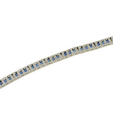 Retro 18kt French Cut Sapphire & Diamond Line Bracelet 10+ctw