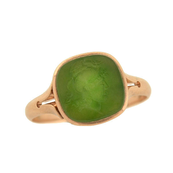Victorian 14kt Green Agate Carved Intaglio Ring – A. Brandt + Son