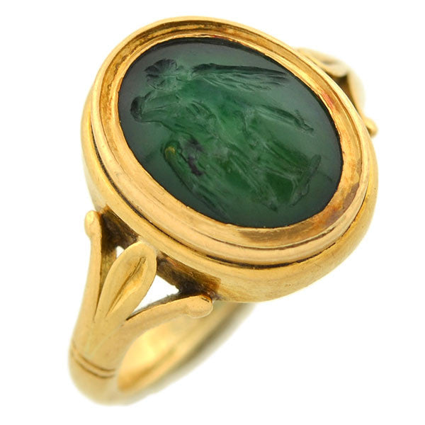 Victorian 18kt Green Agate Intaglio Ring – A. Brandt + Son