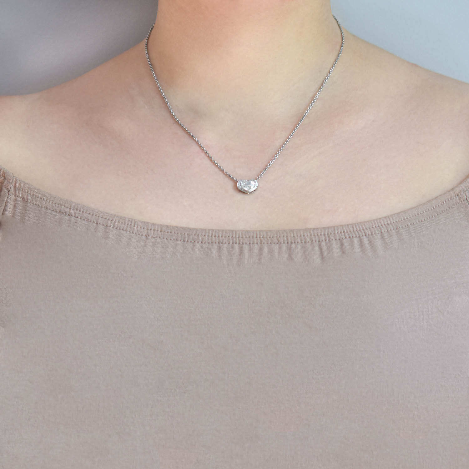 Art Deco Conversion Platinum/14kt Diamond Heart Pendant Necklace 1.35ctw Center