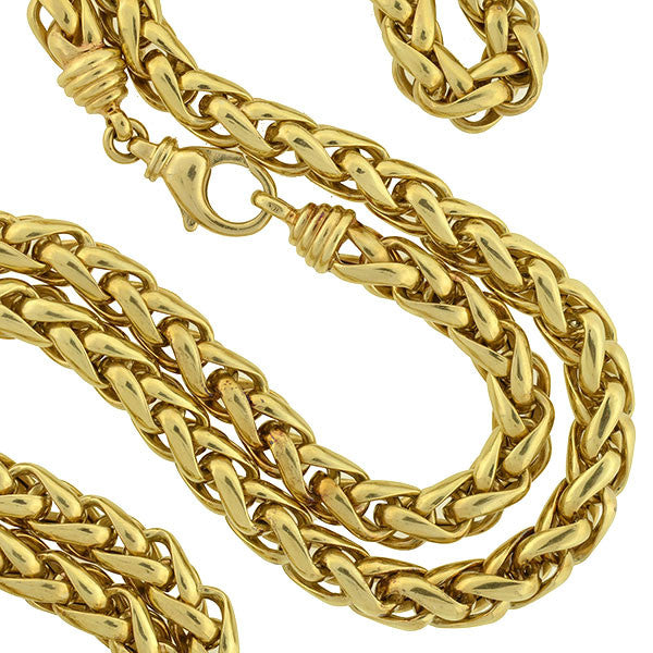 Estate 14kt Gold Braided Rope Chain Necklace 36