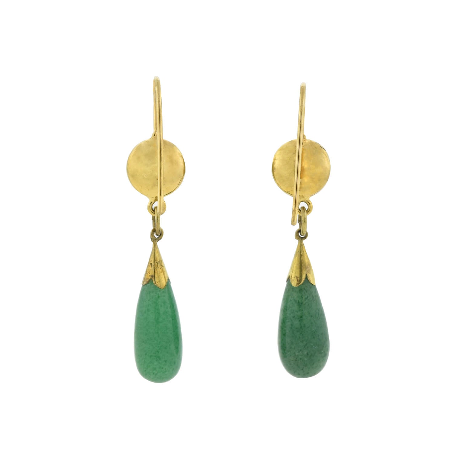 Art Deco 14kt + Jadeite Jade Dangle Earrings