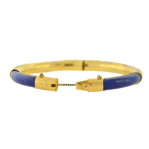 Vintage Gold Plated Lapis Lazuli Hinged Bangle Bracelet – A. Brandt + Son