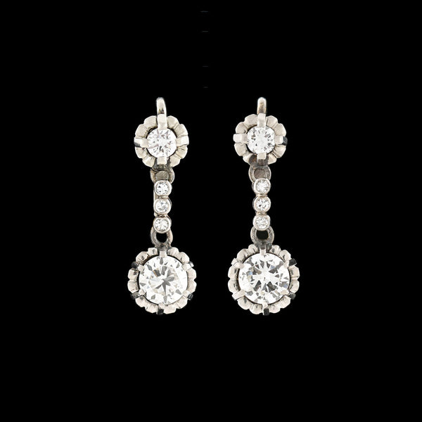 Estate 18K Kite Cut Diamond Star Earrings 0.75ctw by A. Brandt + Son