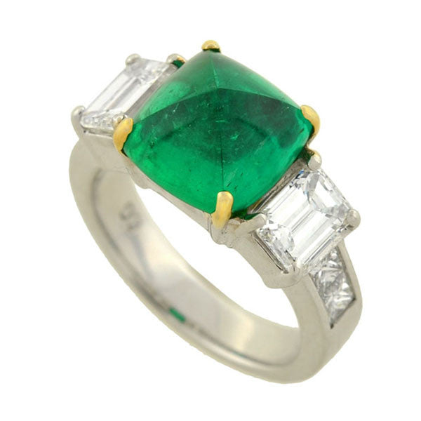 Estate 18kt Pyramidal Cabochon Emerald Diamond Ring 4ct – A. Brandt + Son