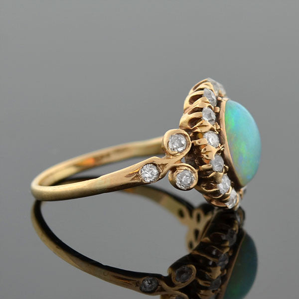 Victorian 14kt Opal Diamond Cluster Ring – A. Brandt + Son