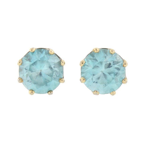 Retro Platinum & 14kt Blue Zircon Stud Earrings – A. Brandt + Son