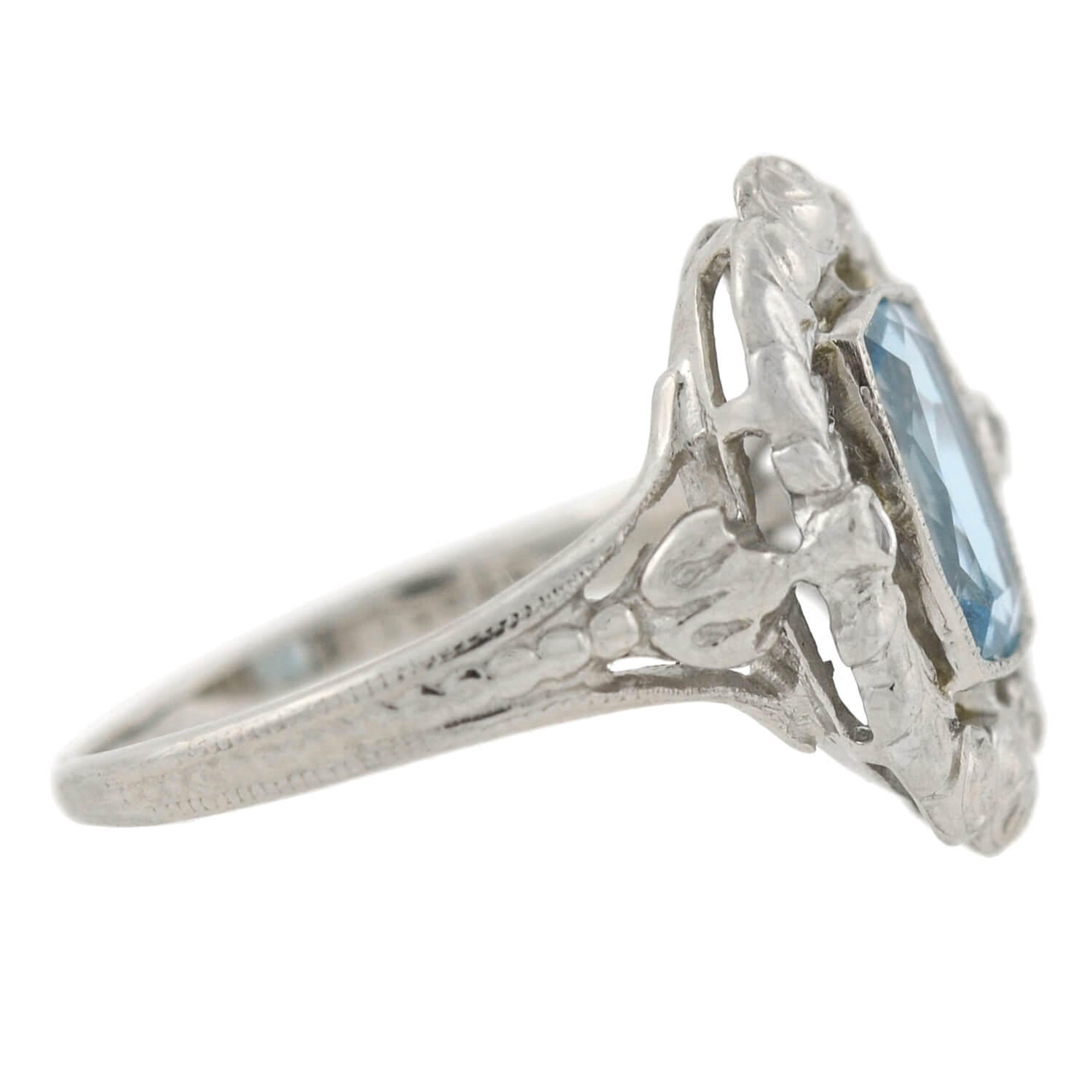 Late Art Deco Platinum Aquamarine Filigree Ring 2.00ct – A. Brandt + Son
