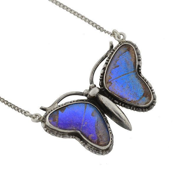Art Deco Silver & Real Butterfly Wing Necklace – A. Brandt + Son