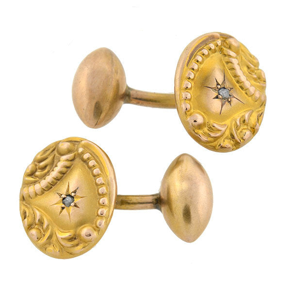 Elaborate Enameled Victorian Cufflinks – Gem Set Love