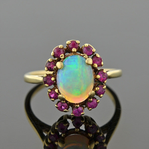 Retro 14kt Opal Ruby Cluster Ring – A. Brandt + Son