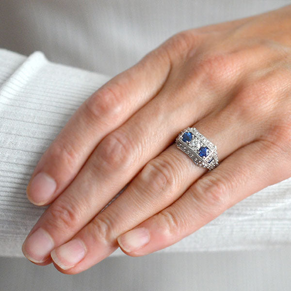 Art Deco Platinum Sapphire & Diamond Gypsy Ring 1.15ctw – A. Brandt + Son