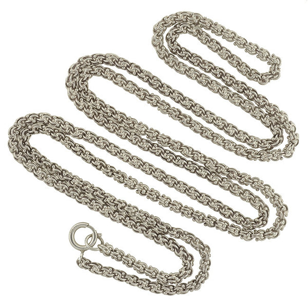 Antique French Silver Filigree Long Chain — Luck and Lockets