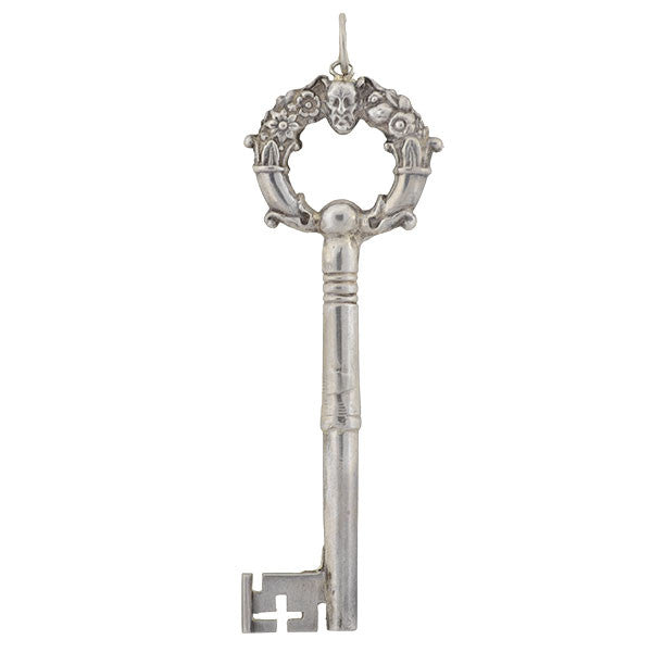 Early Victorian Dutch Silver Repousse Devil Skeleton Key Pendant – A ...