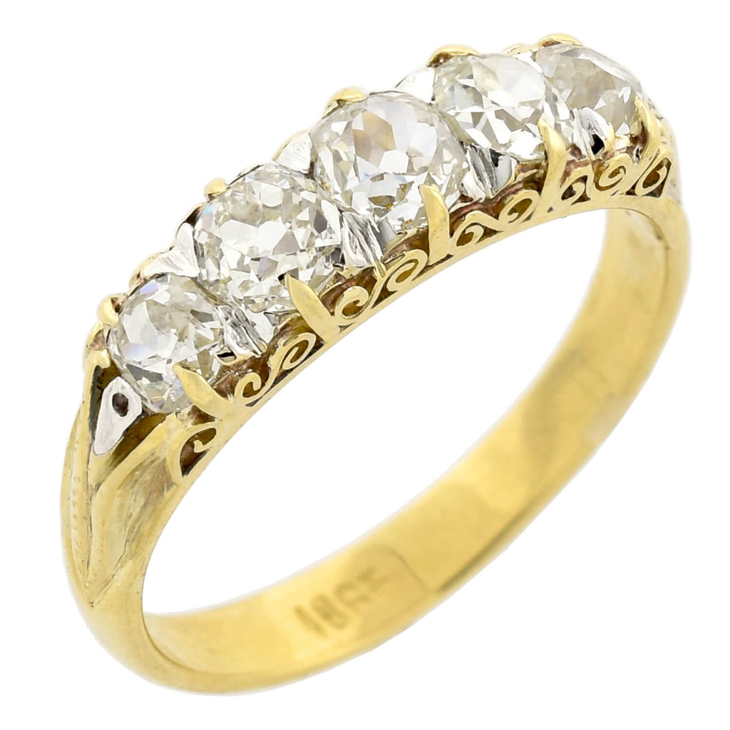 Victorian 18kt 5-Stone Old Mine Cut Diamond Ring 1.20ctw – A. Brandt + Son