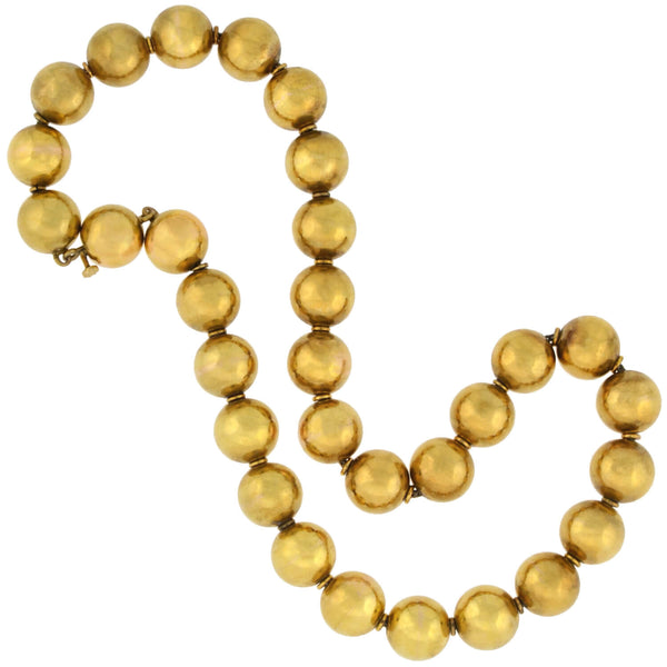 Victorian Rare 15kt Yellow Gold Large Bead Necklace 16.25