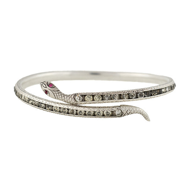 Art Deco Sterling & Paste Snake Bangle Bracelet – A. Brandt + Son