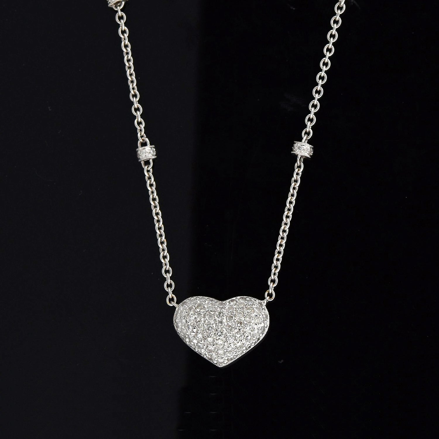 Estate 18kt Pavé Diamond Puffy Heart Pendant Necklace 0.75ctw – A ...