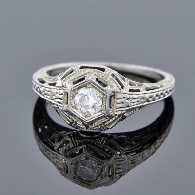 Art Deco 18kt Diamond Engagement Ring .28ct – A. Brandt + Son