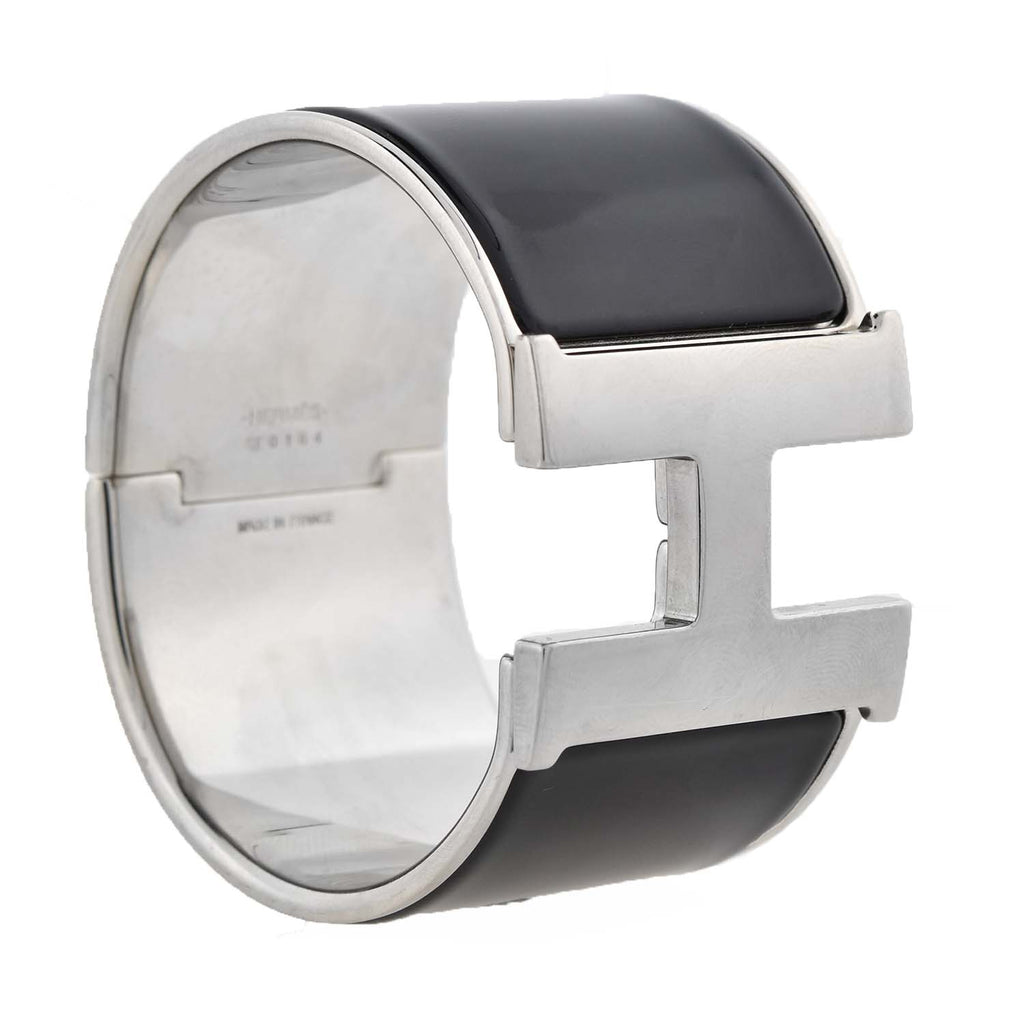 HERMES Estate Palladium Plated + Black Enamel 