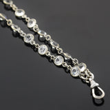 Art Deco Silver + French Paste Chain Necklace 62