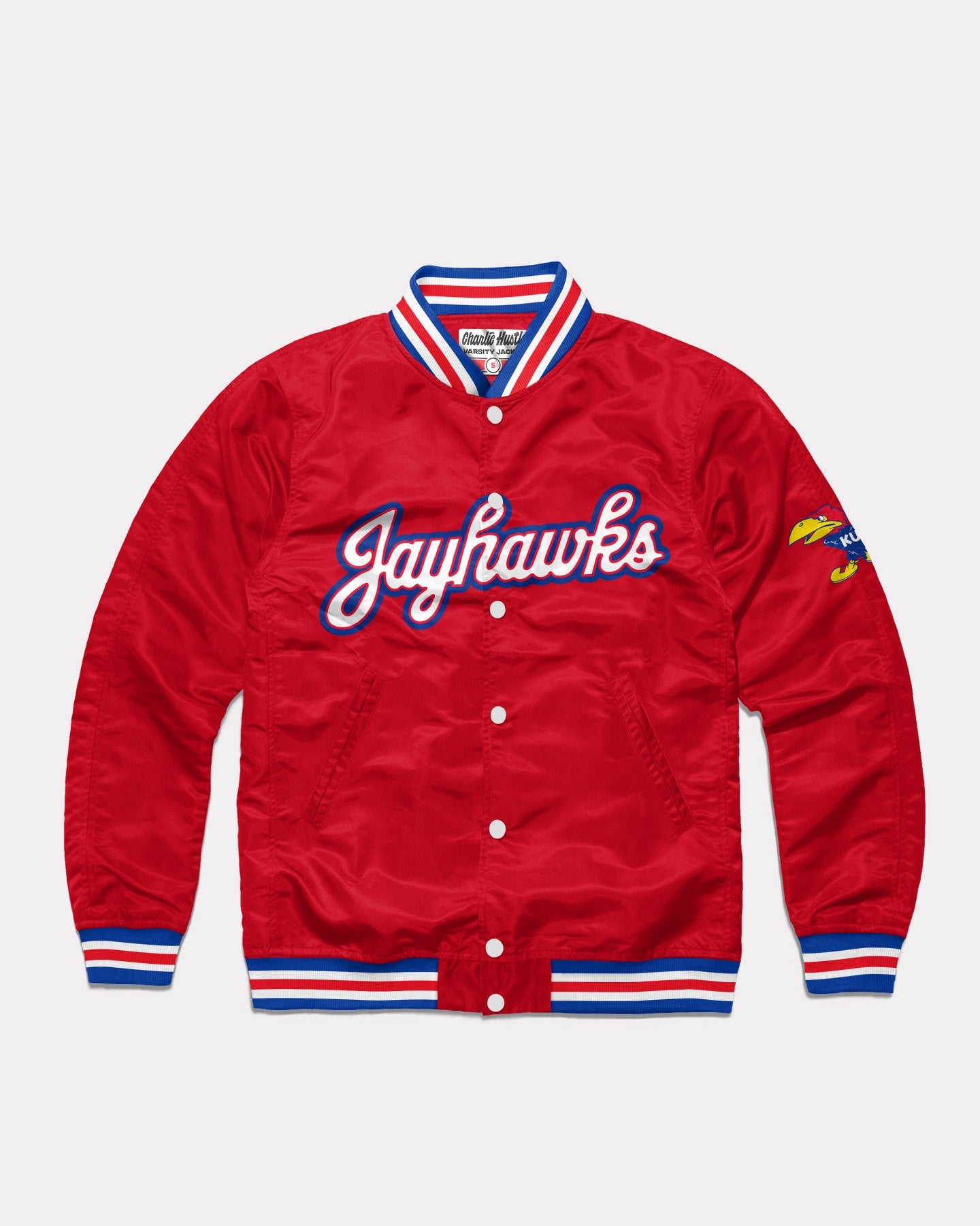 Red Kansas Jayhawks Script Letterman Jacket