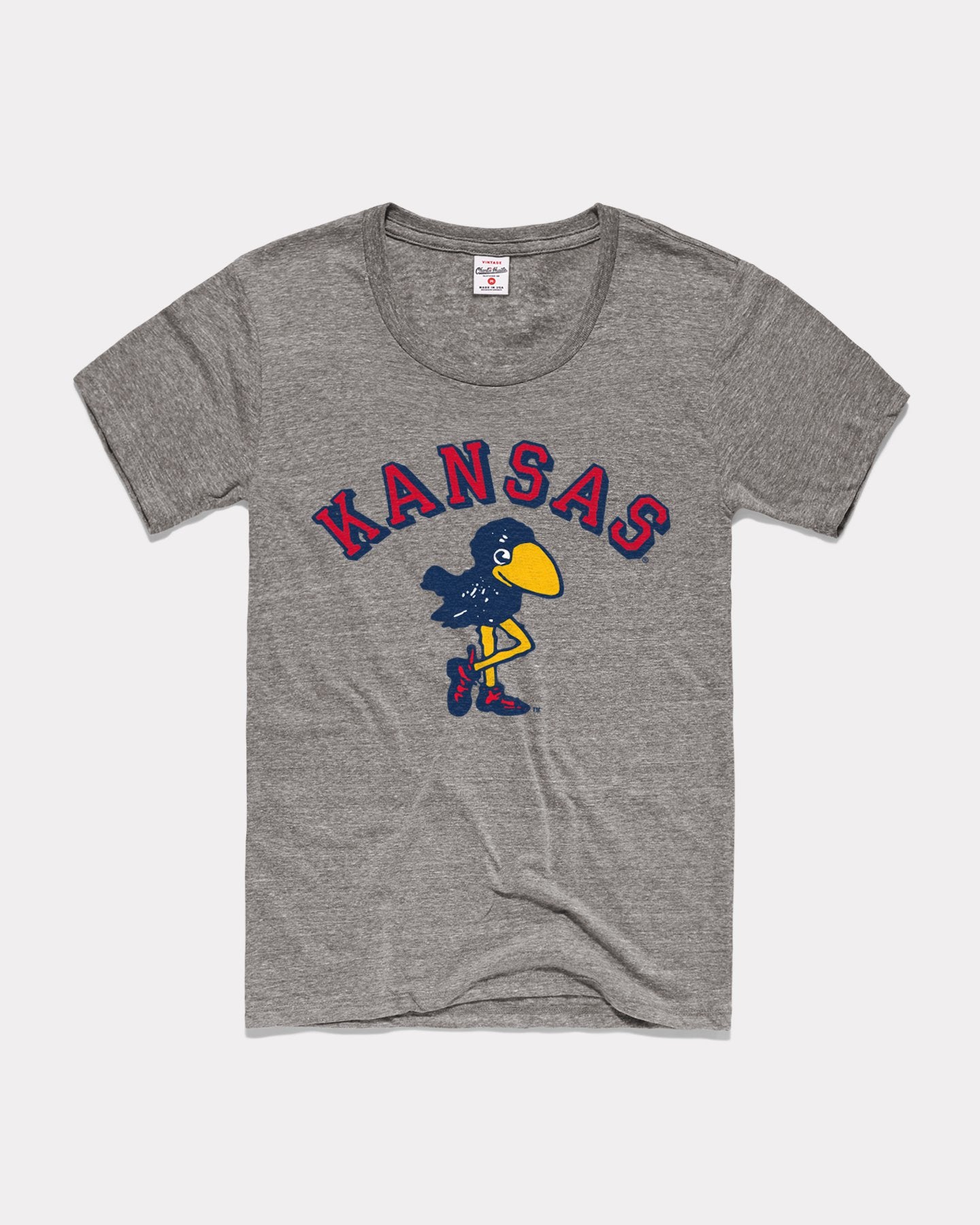 Women's University Of Kansas Classic Jayhawk Vintage Grey T-Shirt