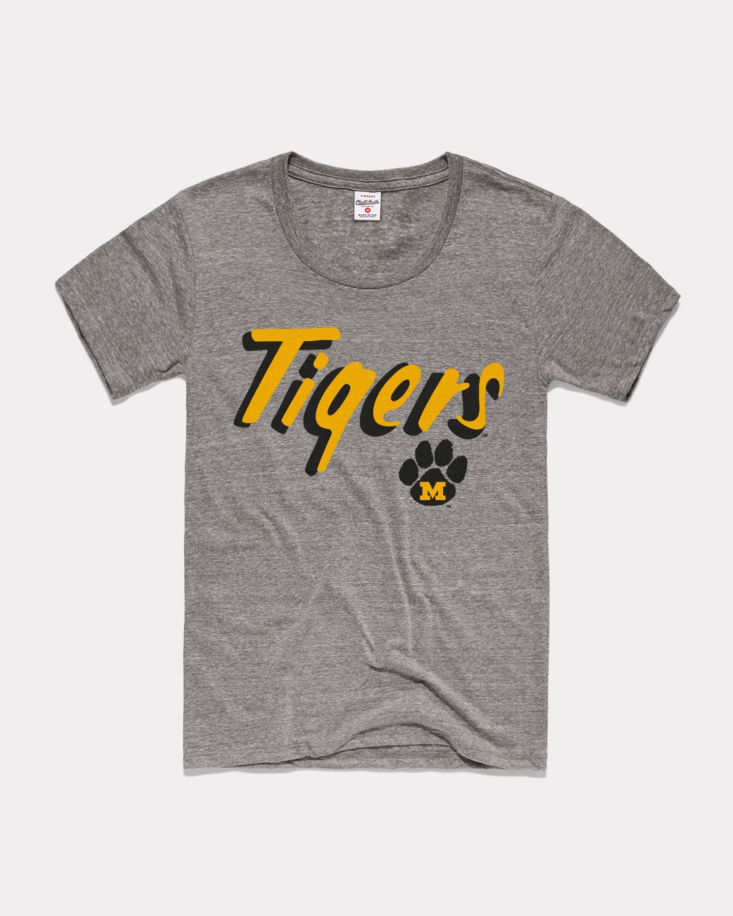 Women's Mizzou Tigers Vintage Grey Script T-Shirt