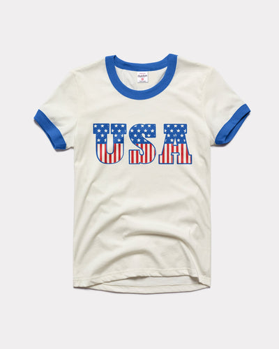 American Flag, USA, Stripes with State Names DESIGN ON BACK Raglan Baseball  Tee