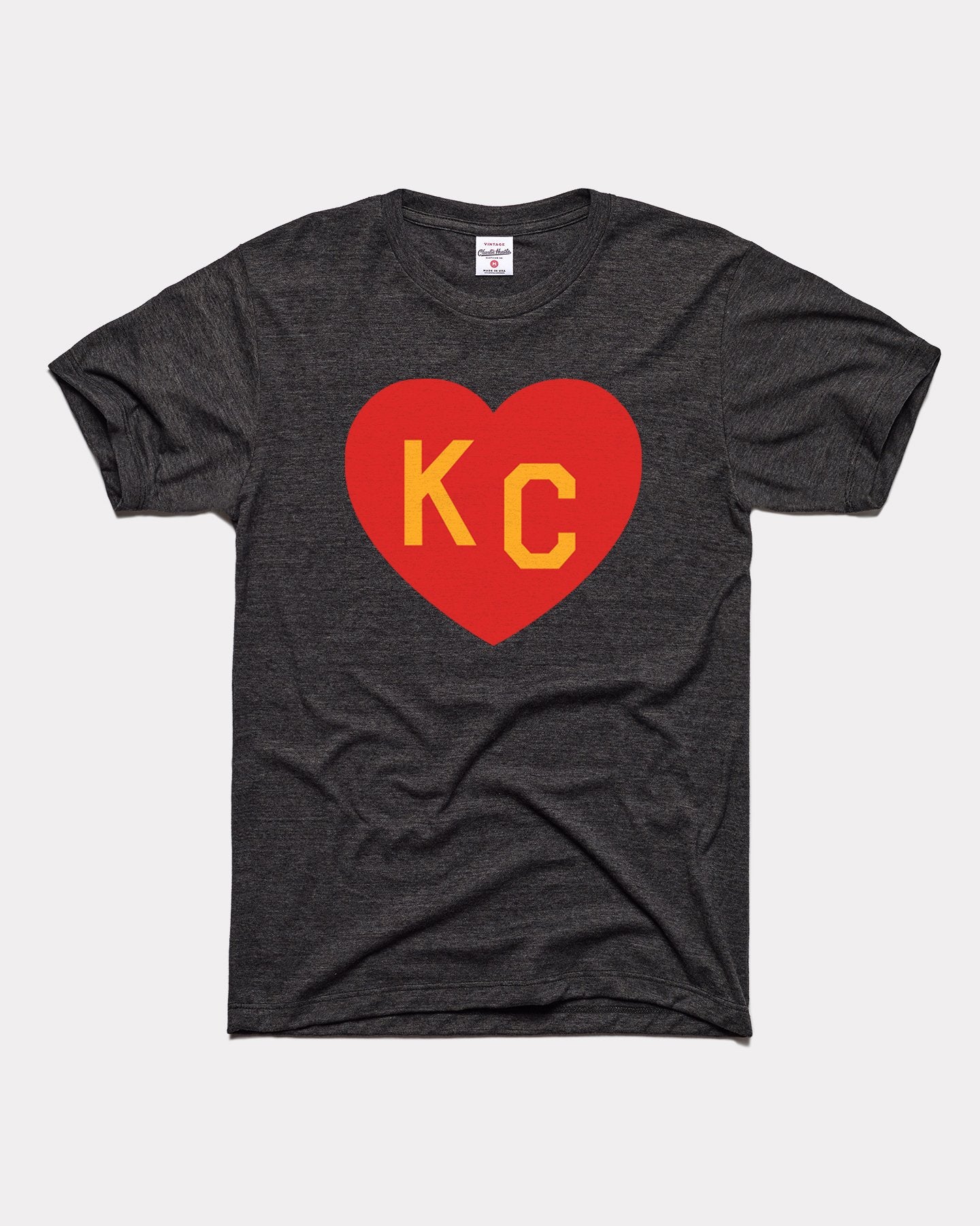 Black & Red KC Heart Vintage T-Shirt | CHARLIE HUSTLE