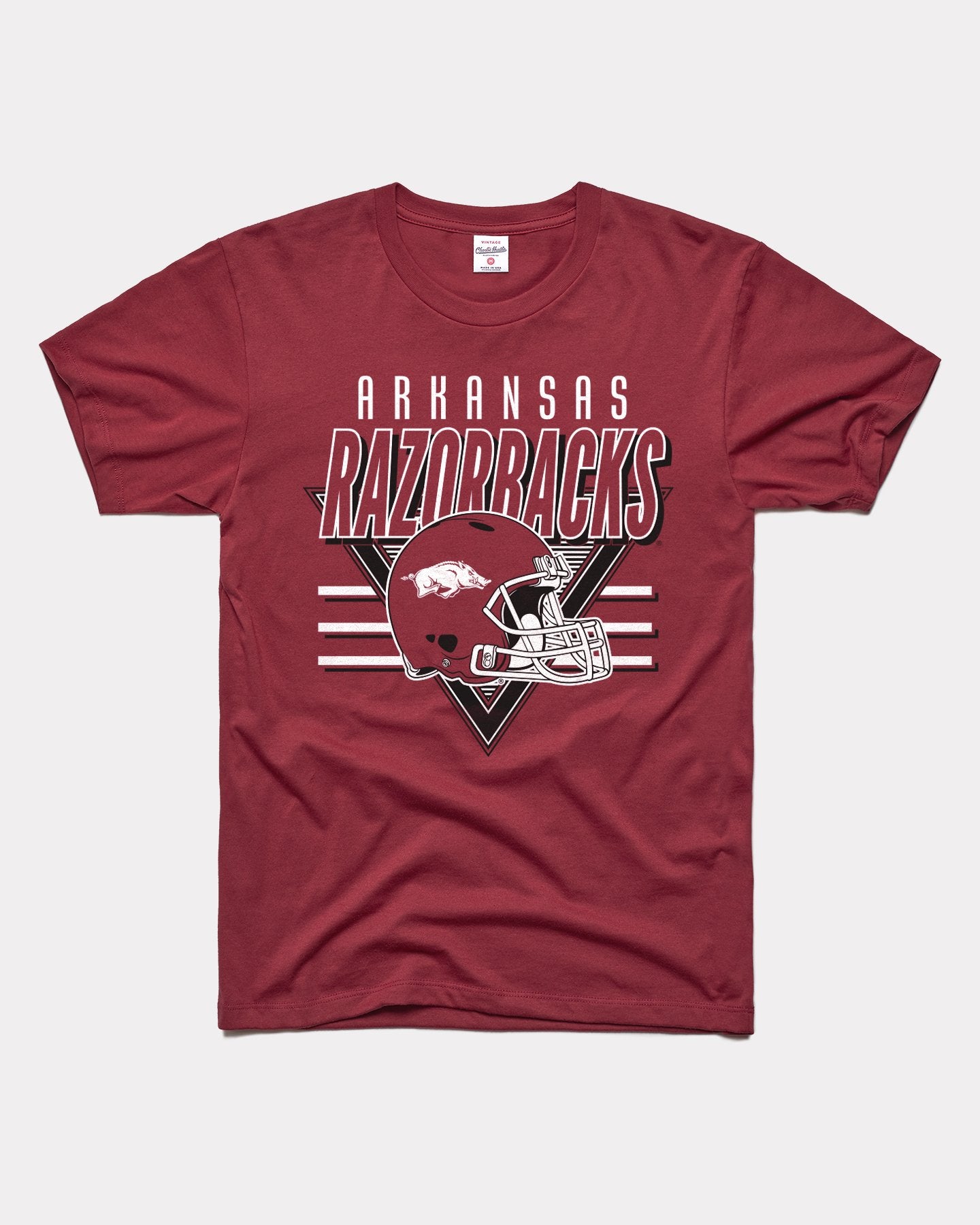 Arkansas Razorbacks Vintage End Zone Football Helmet Maroon T-Shirt